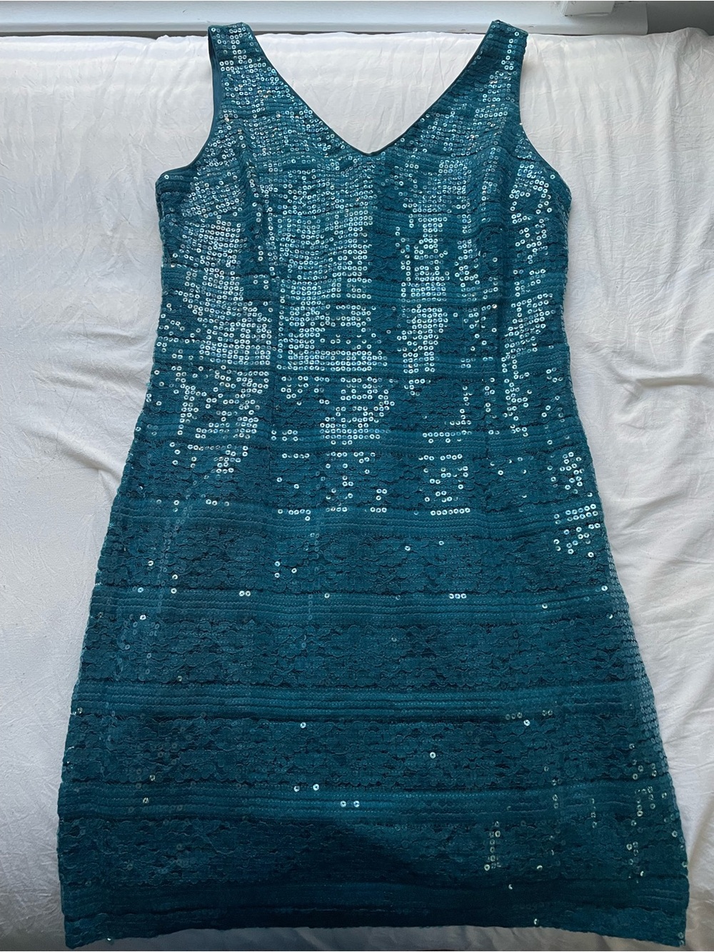 Teal Sequin V-Neck Dress